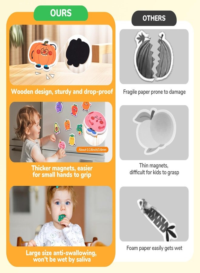 JoyCat Wooden Fridge Magnets for Toddlers & Kids - 20 Cute Fruits & Vegetables Food Cartoon Magnets, Large Magnetic Refrigerator Toys, Fun Educational Baby Learning Gifts for 2, 3, 4, 5 Year Old - Image 4