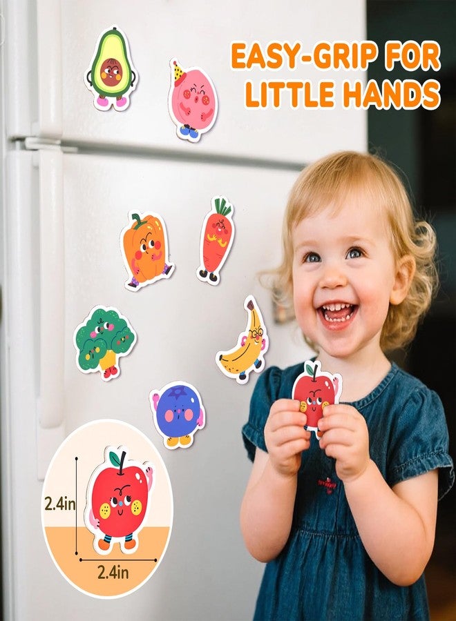 JoyCat Wooden Fridge Magnets for Toddlers & Kids - 20 Cute Fruits & Vegetables Food Cartoon Magnets, Large Magnetic Refrigerator Toys, Fun Educational Baby Learning Gifts for 2, 3, 4, 5 Year Old - Image 3