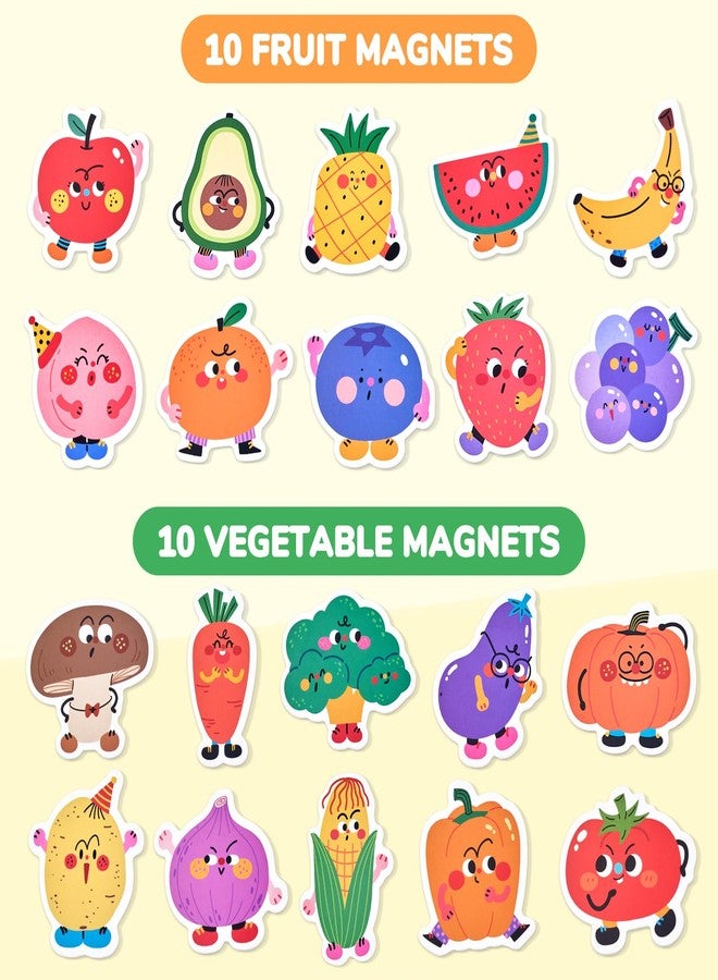 JoyCat Wooden Fridge Magnets for Toddlers & Kids - 20 Cute Fruits & Vegetables Food Cartoon Magnets, Large Magnetic Refrigerator Toys, Fun Educational Baby Learning Gifts for 2, 3, 4, 5 Year Old - Image 2
