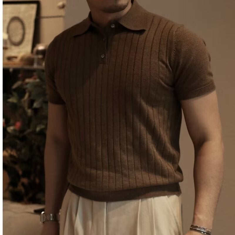 2023 Summer Mens Trendy Polo Shirts Brown  - Image 1