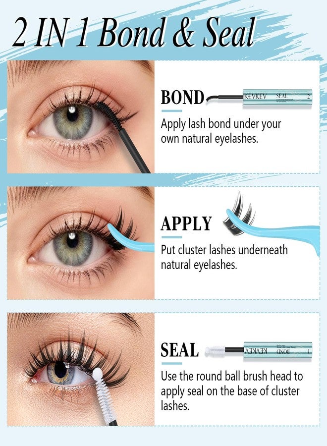 KevKev Lash Cluster Glue, Lash Bond and Seal Lash Glue for Eyelash Clusters Waterproof Strong Hold for 72h Individual Eyelash Glue Non-Irritating Latex-Free (Black) - Image 5