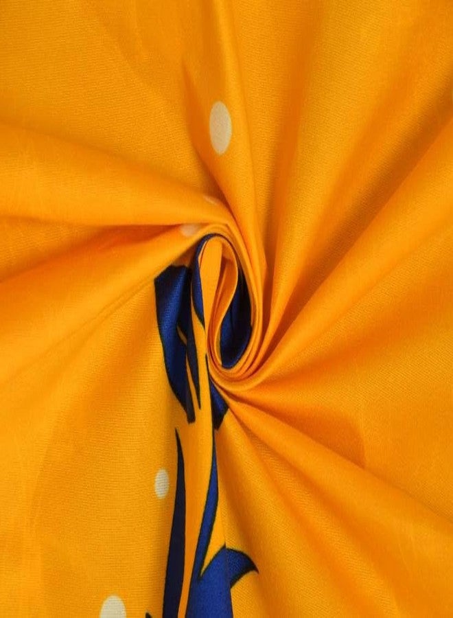 BLUEDOT Elastic Fitted Glace Cotton Single Size Bedsheet with 1 Pillow Cover Bedsheet Size 48 * 72 inch fit Upto 6 inches Matress Pillow Cover Size 18 * 28 Inches (Yellow, Blue) - Image 3
