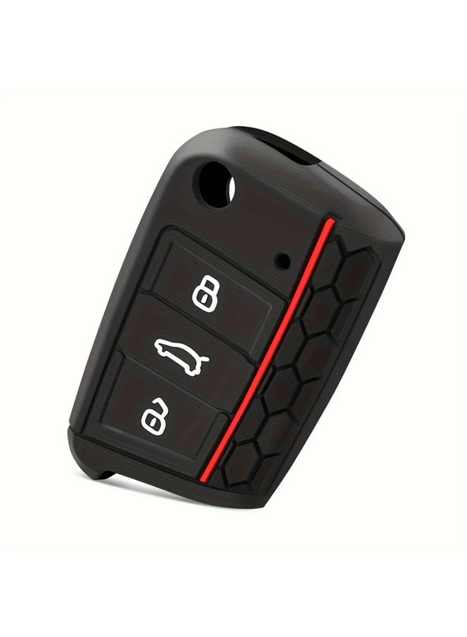 Black With Blue Line Key Case Cover for VW Golf 7 MK7 Tiguan Passat Skoda Octavia Kodiaq - Image 4