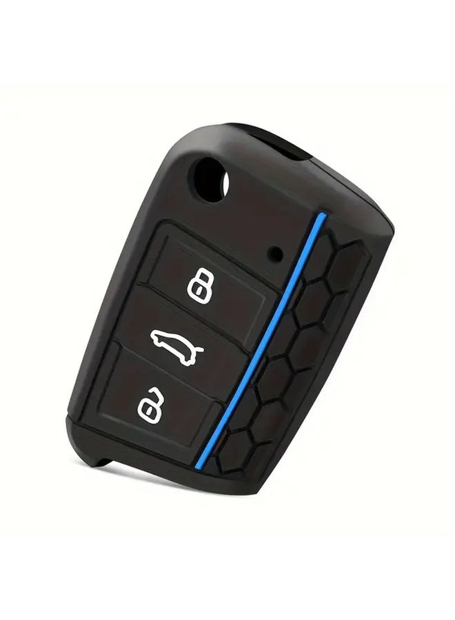 Black With Blue Line Key Case Cover for VW Golf 7 MK7 Tiguan Passat Skoda Octavia Kodiaq - Image 3
