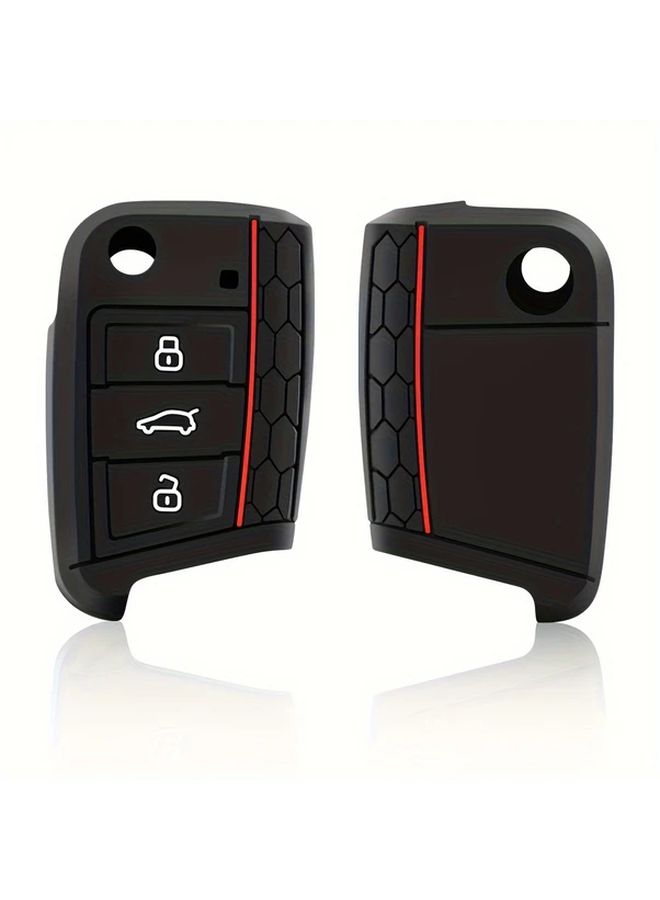 Black With Blue Line Key Case Cover for VW Golf 7 MK7 Tiguan Passat Skoda Octavia Kodiaq - Image 5