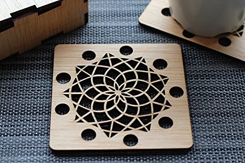 Tum Tum 6pcs Bamboo Trivet Mat Set Multi Function Kitchen Bamboo and Wood Non-Slip Insulation Table Mat Hot Pads Tool for Hot Dishes/Pot/Bowl/Teapot/Coaster/Hot Pot Holders. - Image 5