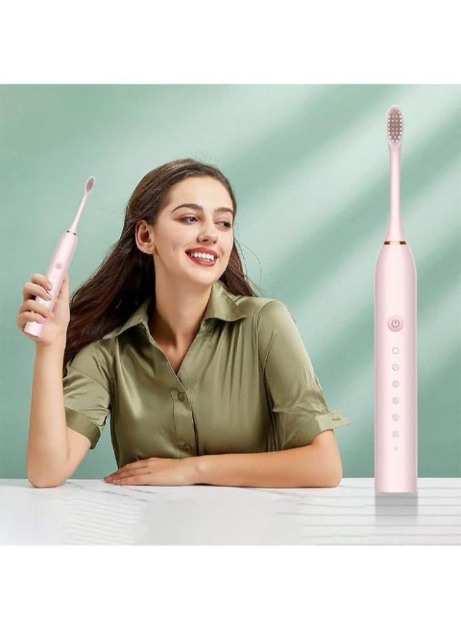 USB Rechargeable Ultrasonic Tooth Brush with 4 Brush Heads 6 Cleaning Modes and Smart Timer IPX7 Waterproof Cleaning Toothbrushes for Adults and Kids - Image 5