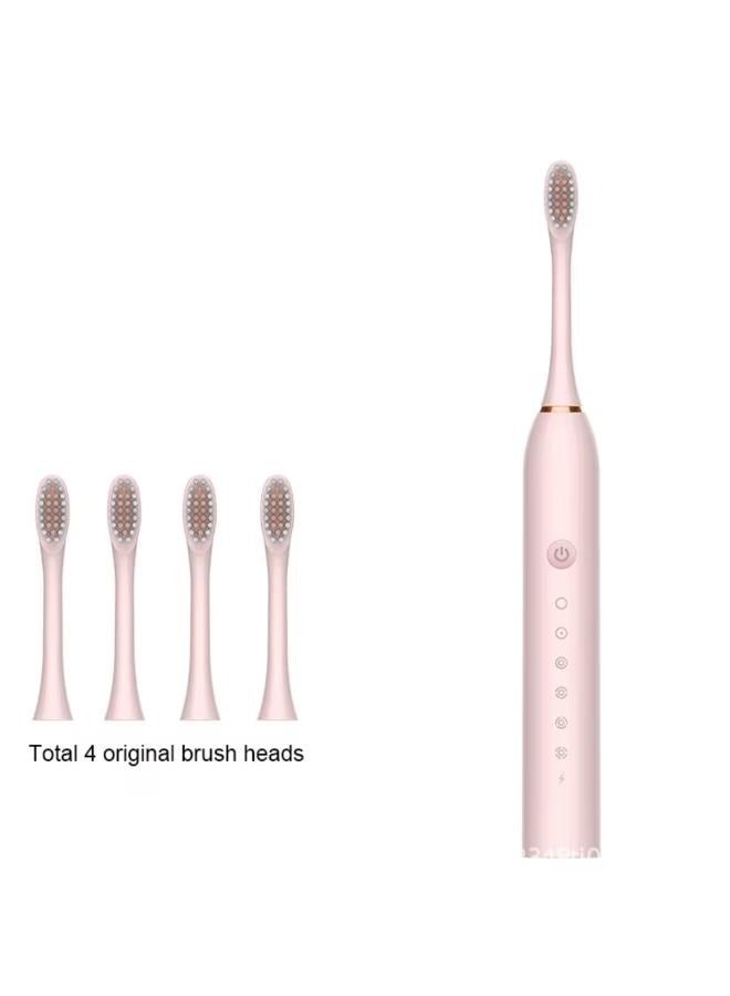 USB Rechargeable Ultrasonic Tooth Brush with 4 Brush Heads 6 Cleaning Modes and Smart Timer IPX7 Waterproof Cleaning Toothbrushes for Adults and Kids - Image 1