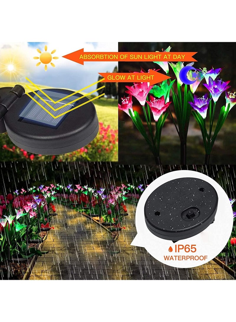 Generic Outdoor Solar Lights, 3 Pack Solar Powered Lights with 12 Lily Flower, Multi-Color Changing LED Solar Decorative Lights for Garden, Patio Lawn Path, Backyard - Image 3