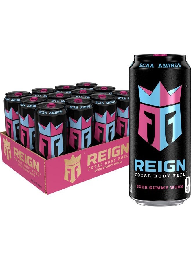 Reign Total Body Fuel, Sour Gummy Worm, Fitness & Performance Drink, 16 Fl Oz (Pack of 12) - Image 1