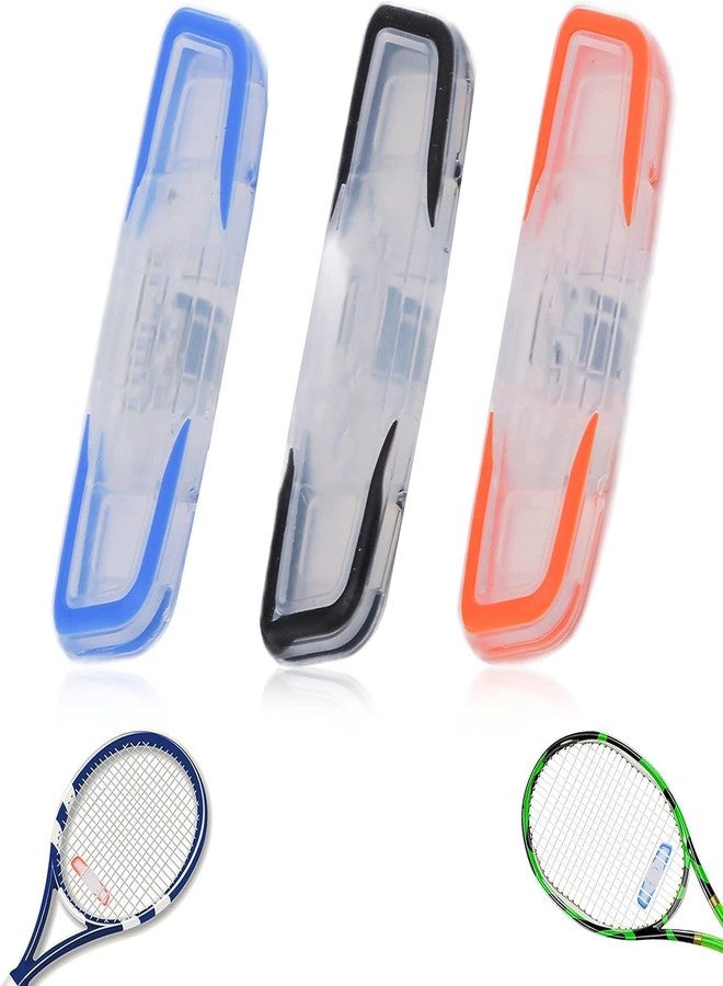 xinxingin 3 PCS Tennis Dampener, Tennis Racket Vibration Dampener, Long Racket Dampeners for Tennis Players, Blue, Black and Orange, Racket Accessories - Image 1