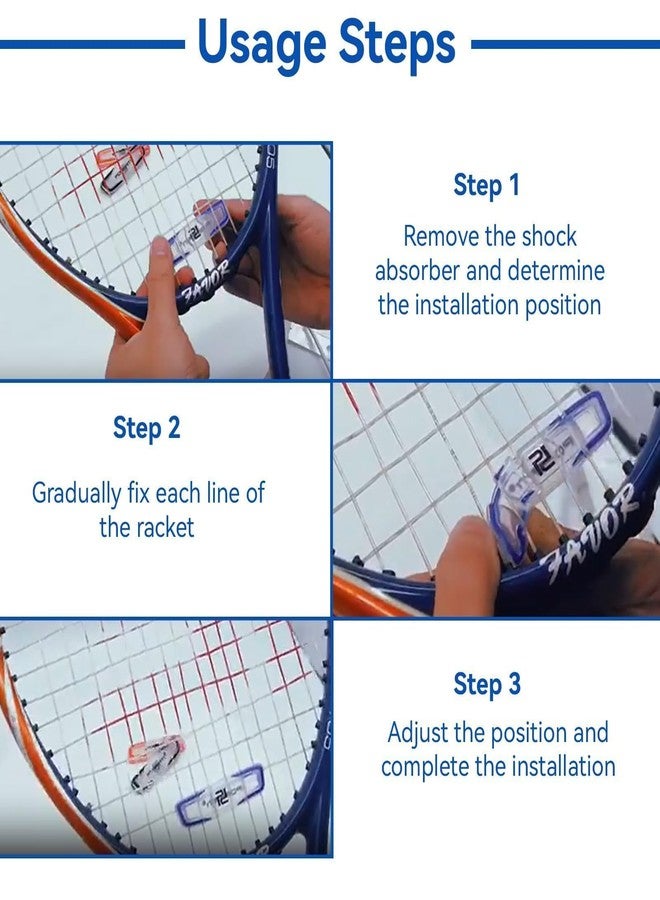 xinxingin 3 PCS Tennis Dampener, Tennis Racket Vibration Dampener, Long Racket Dampeners for Tennis Players, Blue, Black and Orange, Racket Accessories - Image 4