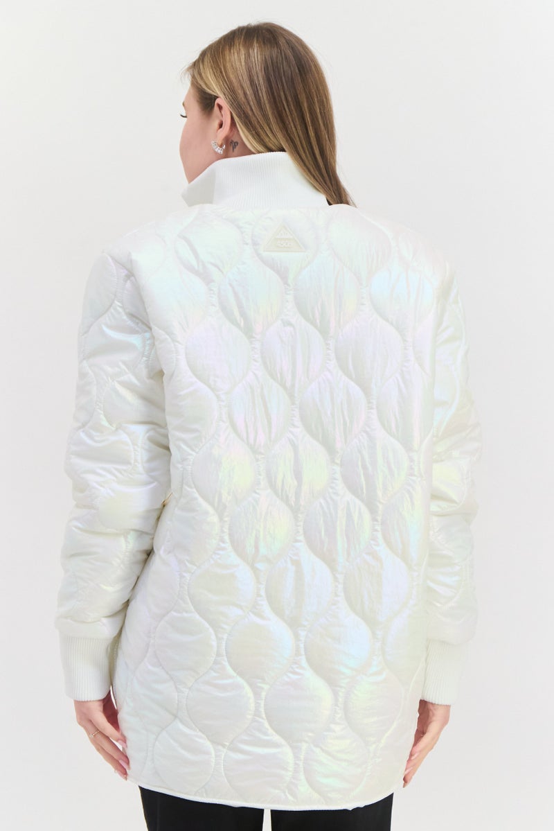 Asos 4505 Women Quilted Puffer Jacket, White - Image 3