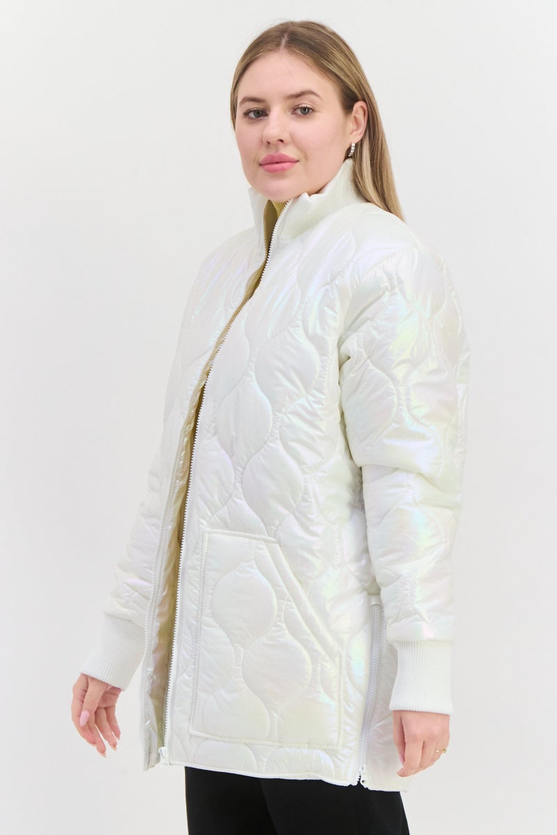 Asos 4505 Women Quilted Puffer Jacket, White - Image 2