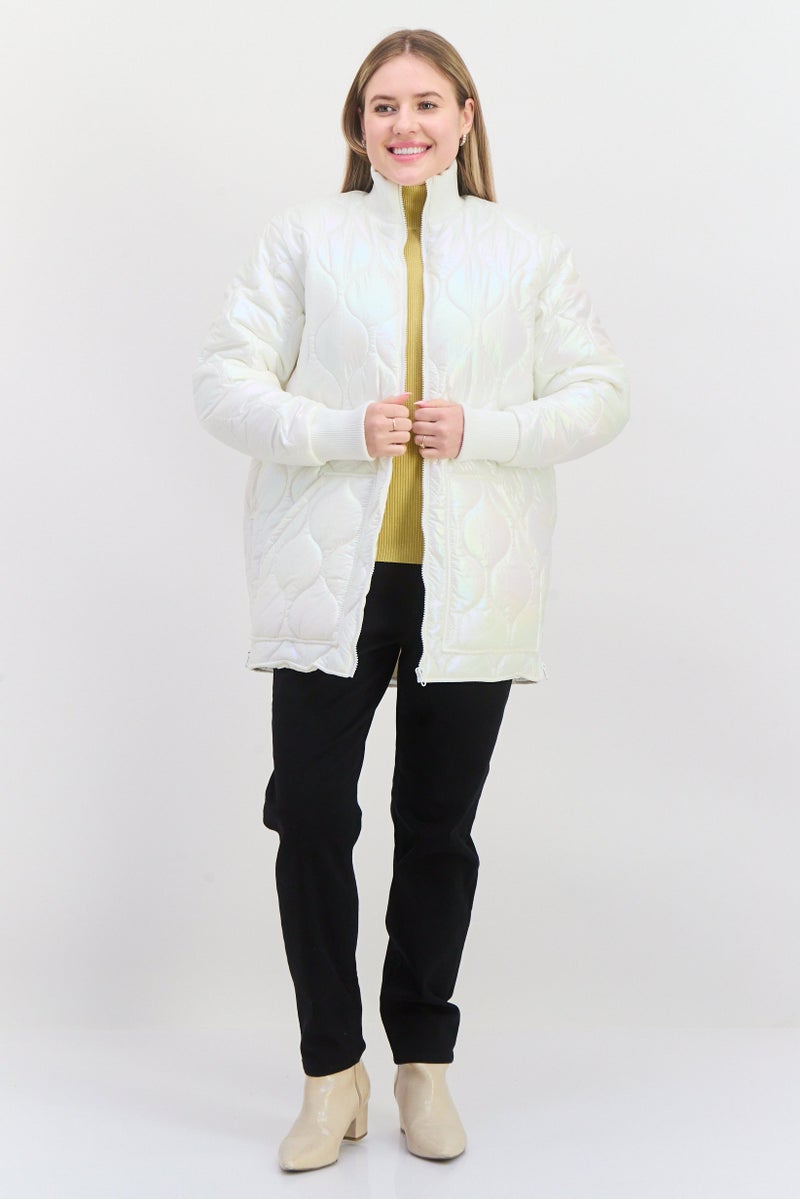 Asos 4505 Women Quilted Puffer Jacket, White - Image 4