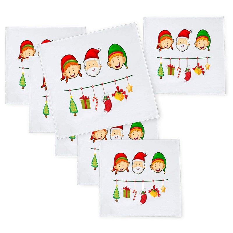 Khakee 6 Pcs Christmas Theme Tafta Silk Table Napkins 10x 10 for Xmas Decoration Christmas OrnamentsChristmas Gift npxmas131P - Image 1