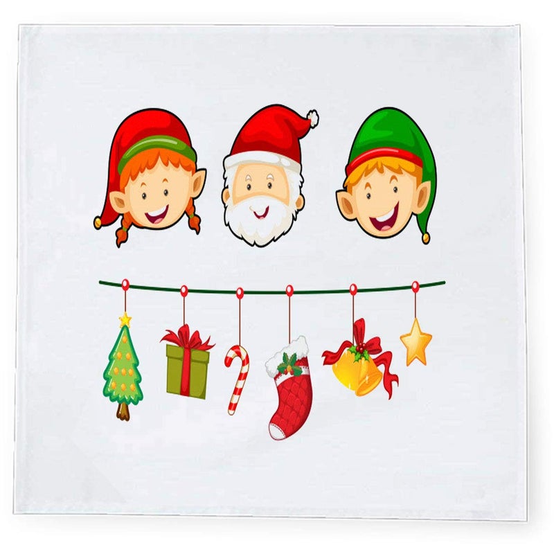 Khakee 6 Pcs Christmas Theme Tafta Silk Table Napkins 10x 10 for Xmas Decoration Christmas OrnamentsChristmas Gift npxmas131P - Image 2