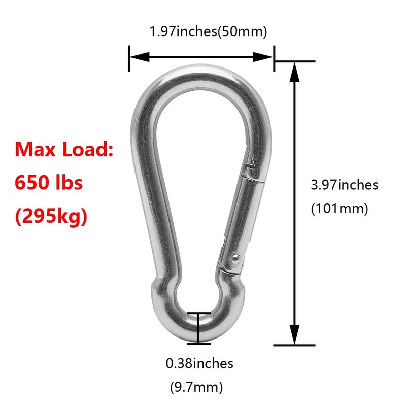 Cadbibe 2Pcs 304 Stainless Steel M32 Single Pulley Block, Wire Rope Hanging Wire Towing Wheel, with 2Pcs Spring Snap Hook - Image 5