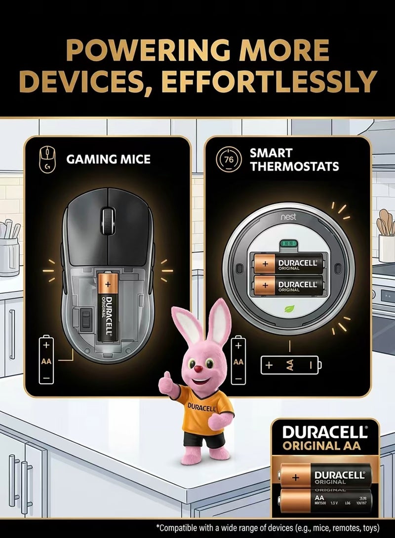 Duracell 2 Pack Duracell AA Alkaline Batteries, 1.5V LR6 MN1500, Long-Lasting Power, Leak-Resistant Batteries for Toys, Remote Controls, Clocks & Household Devices - Image 4