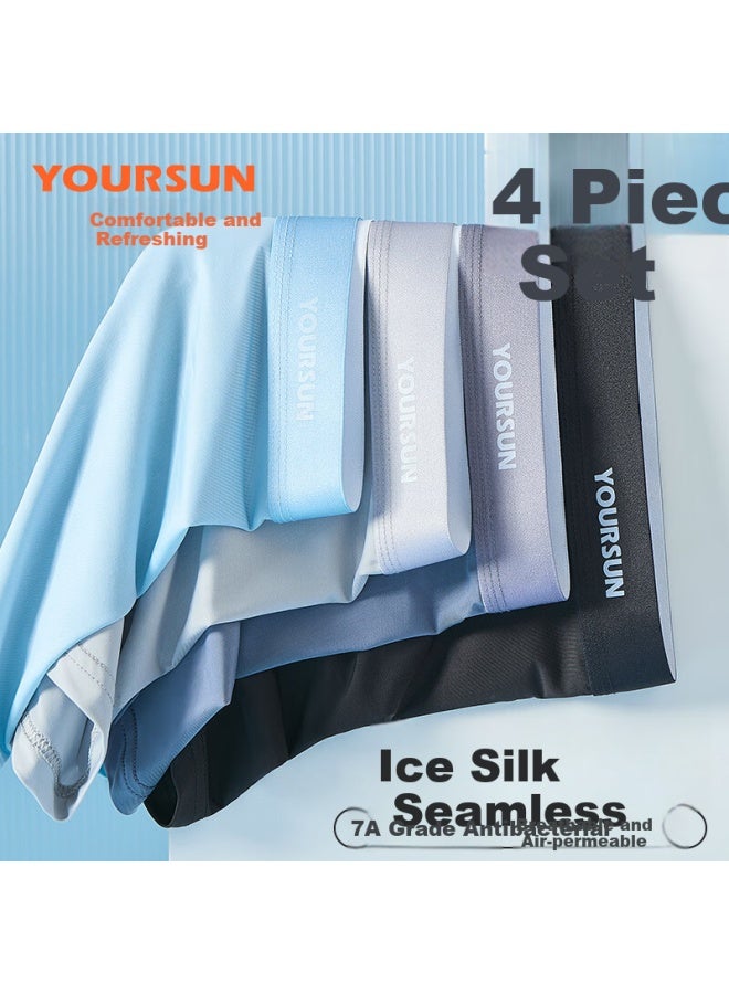 Your Sun Yi Er Shuang 7a Antibacterial Men's Underwear Men's Ice Silk Breathable Flat Angle Men's Underpants Men's Summer Four-corner Shorts Head 4 Pieces - Image 1