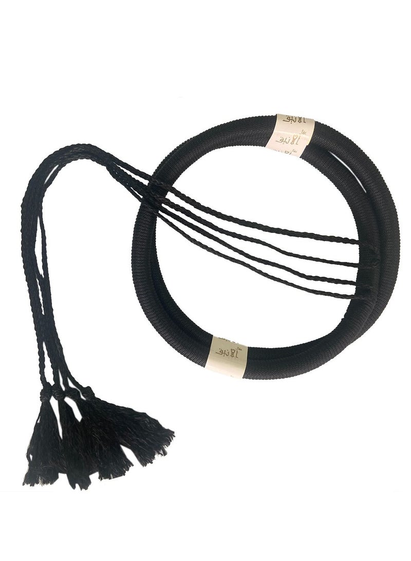 Loquat Arabian Head Hoop For Man Polyester Headband With Tassels Black 