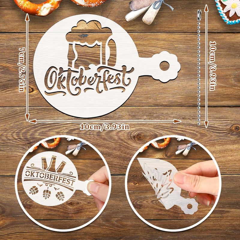 JULBEAR 36 Pieces Reusable Oktoberfest Cookie Cake Stencils Beer Stencils Bavarian Style Templates Mold Tools for Oktoberfest Party Cookies Baking Painting Coffee Decoration - Image 2