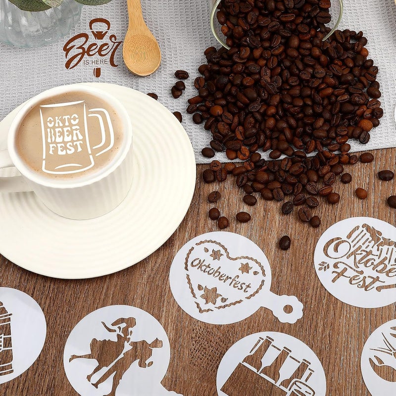 JULBEAR 36 Pieces Reusable Oktoberfest Cookie Cake Stencils Beer Stencils Bavarian Style Templates Mold Tools for Oktoberfest Party Cookies Baking Painting Coffee Decoration - Image 4