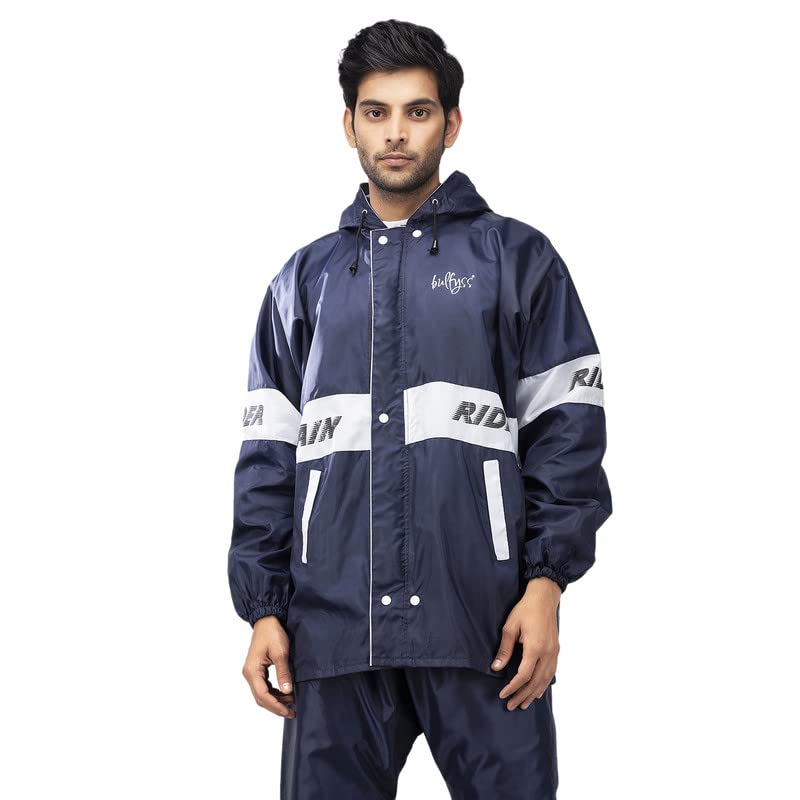 Bulfyss Rain Coat For Men Waterproof Polyester Reversible Rain Suit With Standard Length Jacket Pants, Adjustable Hood, Inner Mobile Pocket And Storage Bag (3Xl, Grey) - Image 3
