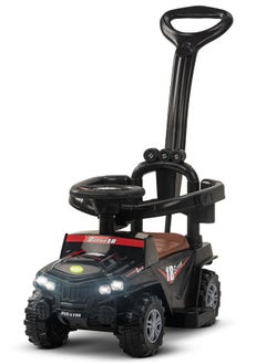 BAYBEE Draco 2 in 1 Push Ride on Car for Kids, Ride on Toy Kids Jeep with Push Handle, Safety Bar, Music, Light & Storage | Push Car for Baby | Kids Car for Toddlers 1 to 3 Years Boys Girls Black  - Image 1