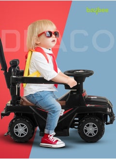 BAYBEE Draco 2 in 1 Push Ride on Car for Kids, Ride on Toy Kids Jeep with Push Handle, Safety Bar, Music, Light & Storage | Push Car for Baby | Kids Car for Toddlers 1 to 3 Years Boys Girls Black  - Image 2