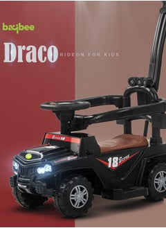 BAYBEE Draco 2 in 1 Push Ride on Car for Kids, Ride on Toy Kids Jeep with Push Handle, Safety Bar, Music, Light & Storage | Push Car for Baby | Kids Car for Toddlers 1 to 3 Years Boys Girls Black  - Image 3