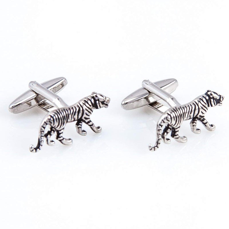 MRCUFF Tiger Big Cat Pair Cufflinks in a Presentation Gift Box & Polishing Cloth - Image 4