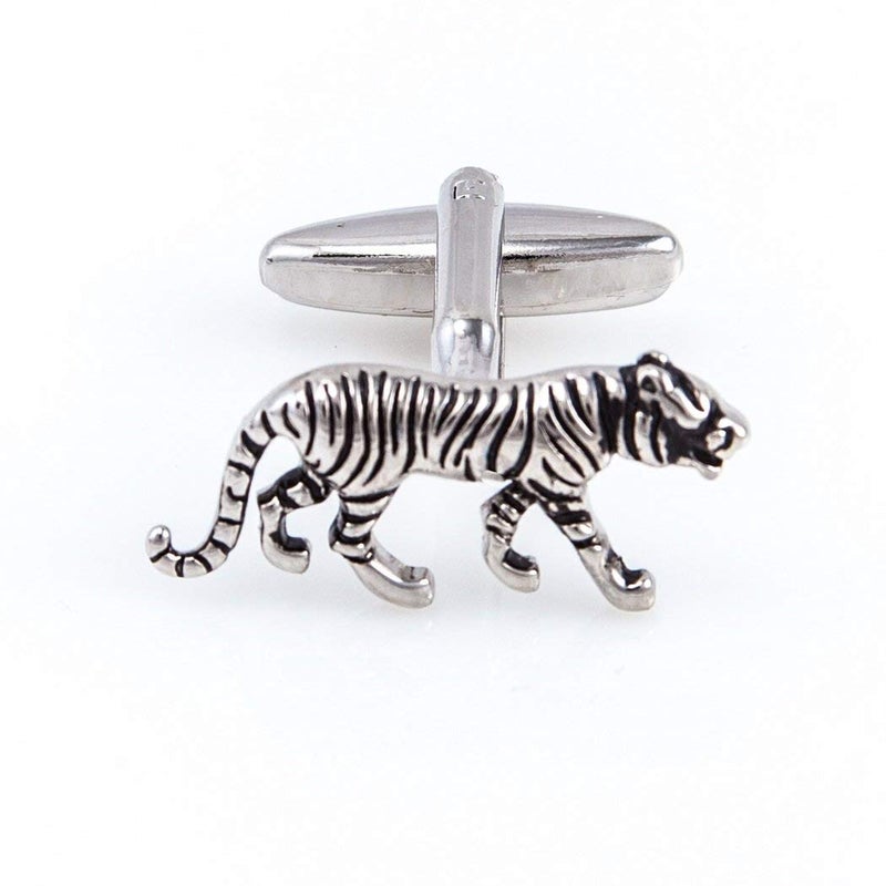 MRCUFF Tiger Big Cat Pair Cufflinks in a Presentation Gift Box & Polishing Cloth - Image 3