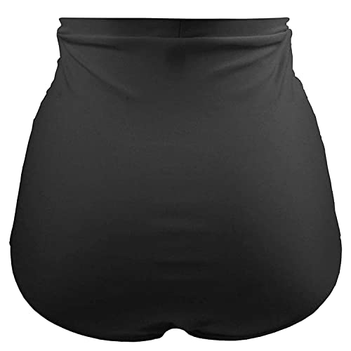 Tempt Me Women's High Waisted Swimsuit Bottom Black Tummy Control Ruched Bikini Bottom Vintage Swim Bottom Tankini Briefs M - Image 3
