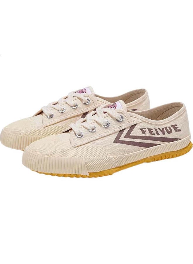LEAP Retro Track Shoes Chinese Goods Sports Canvas Shoes Men And Women Shoes Couple Style White Shoes Khaki 42 - Image 2
