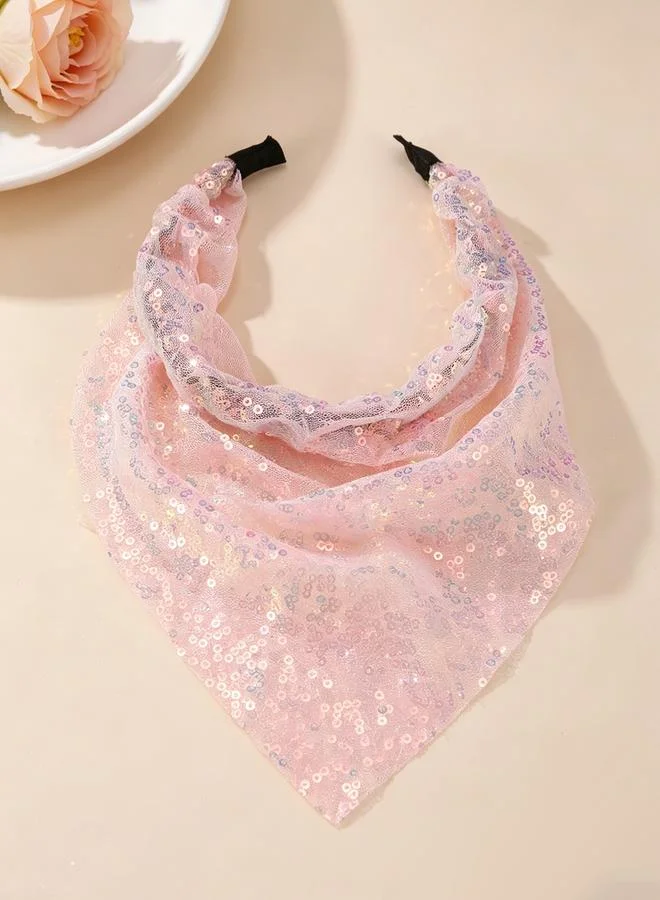 Take Two Girls Light Pink Sequin Headband