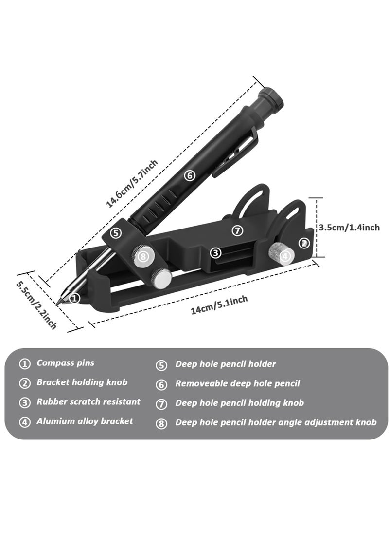 SYOSI - Multi-function Scribing Tool with Deep Hole Pencil Multi Function Scribing Tool Multi Function Scribing Tool for Woodworking DIY Construction Aluminum Alloy Scribe Tool Floor Corner Line Maker - Image 1