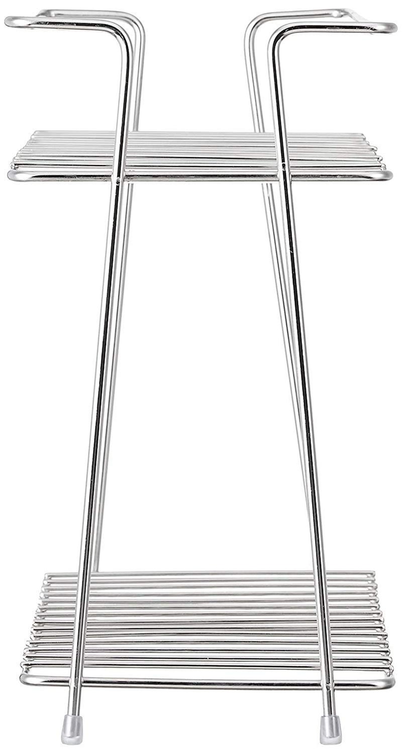 Cri8Hub Stainless Steel Kitchen Rack, Kitchen Organizer And Space Saver, Countertop Kitchen Stand 2-Tier Trolley Basket For Boxes Utensils Dishes Plates For Home(Spice Rack, Step Shelf) - Image 5
