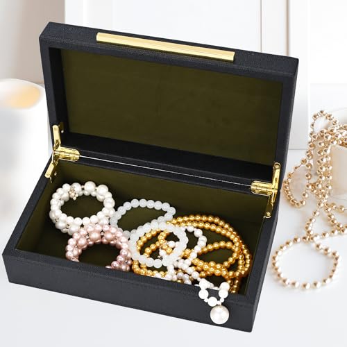 XIGEXIGE Small Black Shagreen box Faux Leather Decorative Box,Keepsake And Memory Storage Decorative Boxes with Lids for Modern Home Decor Jewelry Box Organizer - Image 5
