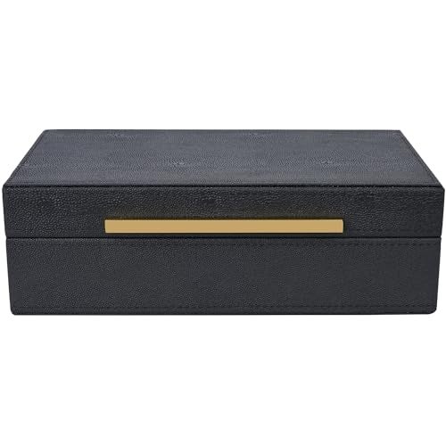 XIGEXIGE Small Black Shagreen box Faux Leather Decorative Box,Keepsake And Memory Storage Decorative Boxes with Lids for Modern Home Decor Jewelry Box Organizer - Image 1
