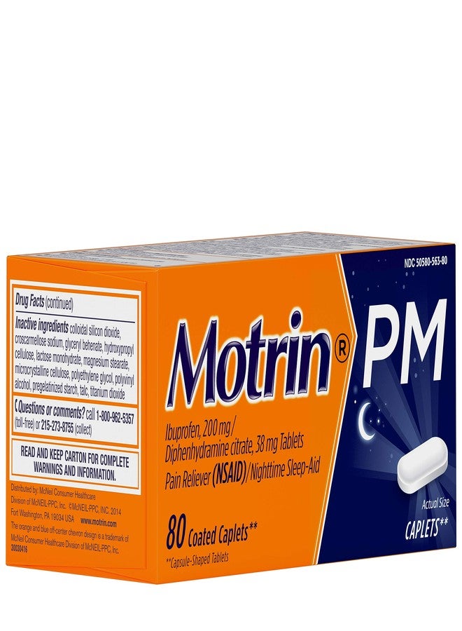 Motrin PM Pain Reliever, Coated Caplets - 80 count, 2 Pack - Image 3