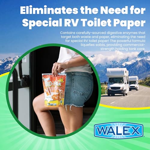 Walex Bio-Pak Black Holding Tank Deodorizer & Waste Digester Drop-Ins - Advanced Enzyme Formula for Rapid Breakdown of Waste & Paper, Removes Odors & Cleans Tank; Tropical Breeze, 10-Pack - Image 2
