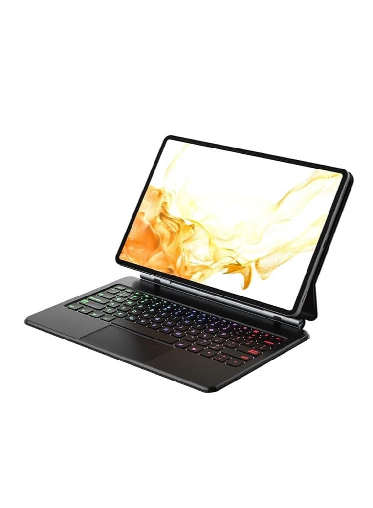 حافظة لوحة مفاتيح بلوتوث لأجهزة Galaxy Tab S9+ 12.4/ Tab S9 FE+ 12.4/ Tab S8+12.4/ Tab S7+12.4/ Tab S7 FE 12.4 مع لوحة مفاتيح مضاءة وتاتشباد فلوتنج وقاعدة كانتيليف - Image 5