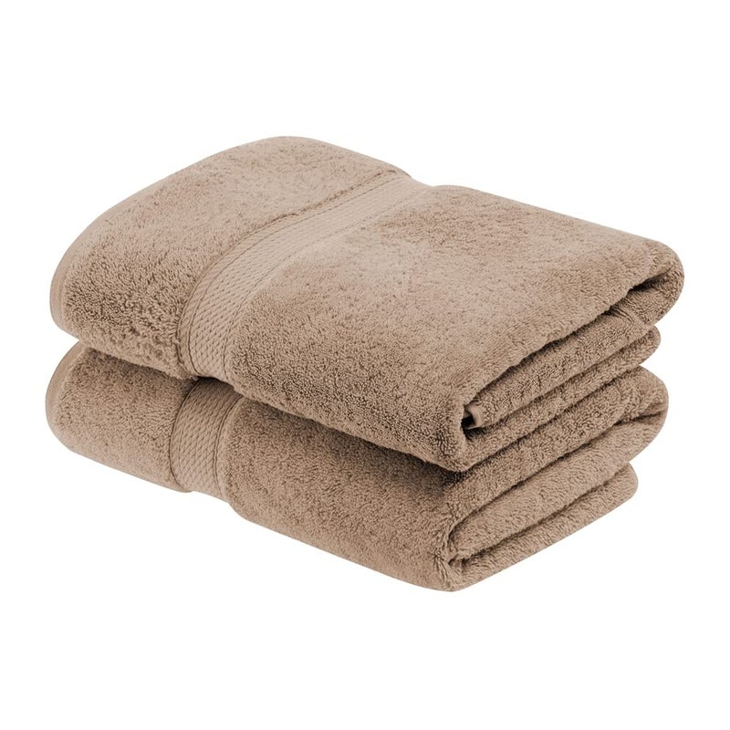Superior Egyptian Cotton Pile Bath Towel Set of 2 Ultra Soft Luxury Towels Thick Plush Essentials Absorbent Heavyweight Guest Bath Hotel Spa Home Bathroom Shower Basics Latte
