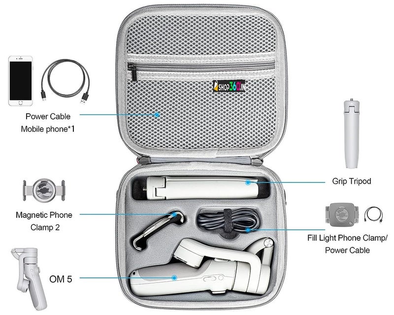 Careflection Waterproof Portable Storage Carry Case for DJI OM 5 OSMO Mobile 5 Bag Travel Box fits Phone, Tablet,Gimbal Stabilizer Accessories, Kits with Shoulder Strap (Silver) Light Weight - 5 Years Warranty - Image 3