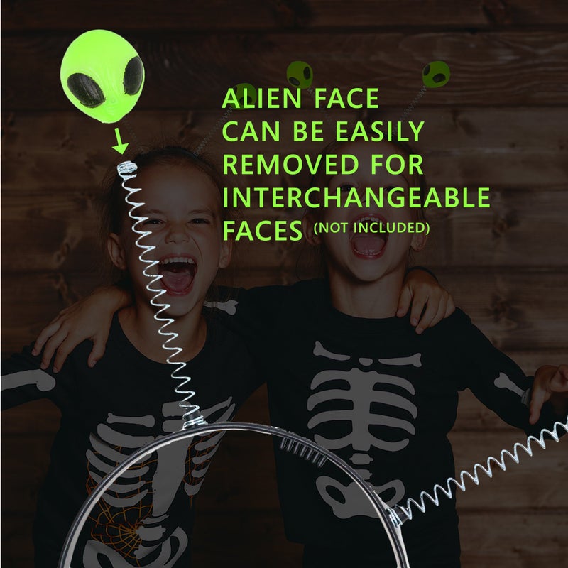 Skeleteen Alien Boppers Kids Headband Party Favors - Glow in The Dark Headbands Aliens - Pack of 12 - Image 4