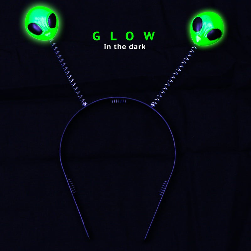 Skeleteen Alien Boppers Kids Headband Party Favors - Glow in The Dark Headbands Aliens - Pack of 12 - Image 3