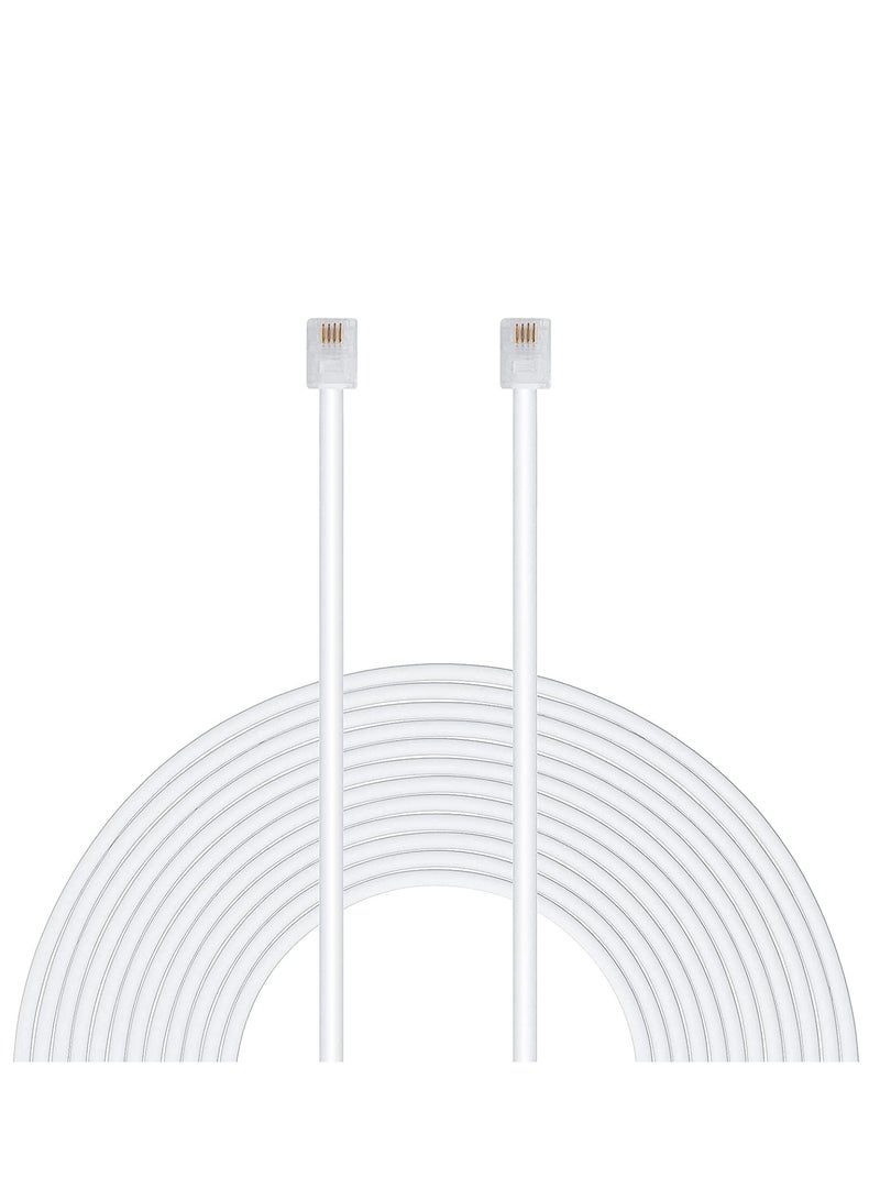 DKURVE Handmade Telephone Landline Extension Cable with Standard RJ-11 6P4C Plugs (10M, WHITE) - Image 1