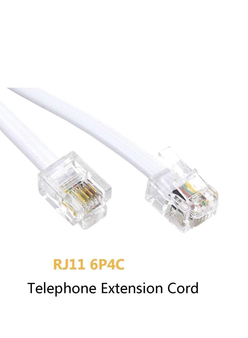 DKURVE Handmade Telephone Landline Extension Cable with Standard RJ-11 6P4C Plugs (10M, WHITE) - Image 3