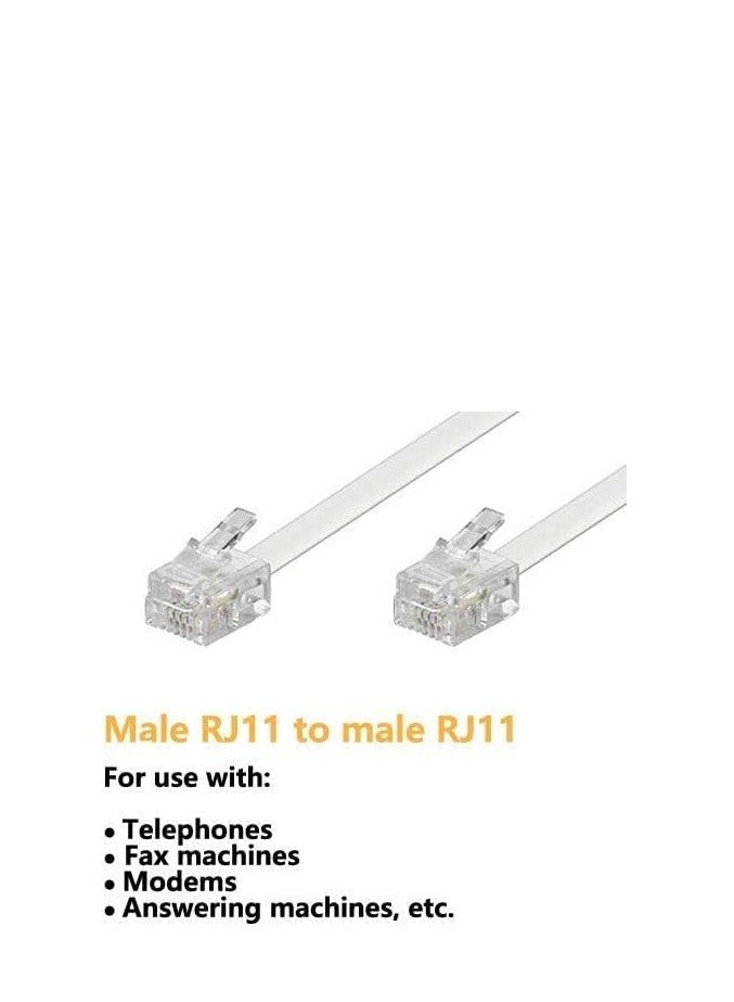 DKURVE Handmade Telephone Landline Extension Cable with Standard RJ-11 6P4C Plugs (10M, WHITE) - Image 2